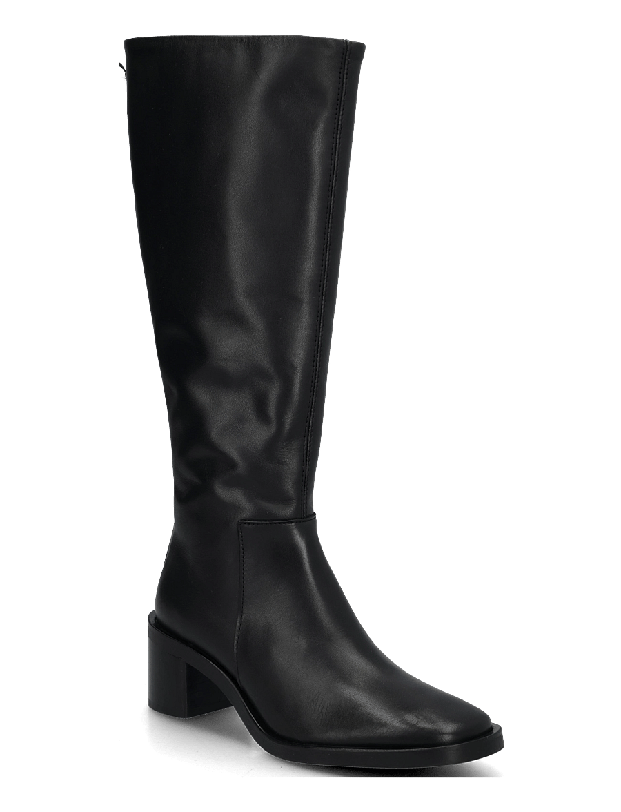 Calvin Klein - BLOCK HEEL HIGH BOOT ZIP LTH - knähöga stövlar - triple black - 0