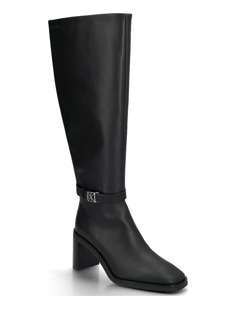 Calvin Klein - BLOCK HEEL HIGH BOOT LTH HDW - kniehohe stiefel - triple black - 0