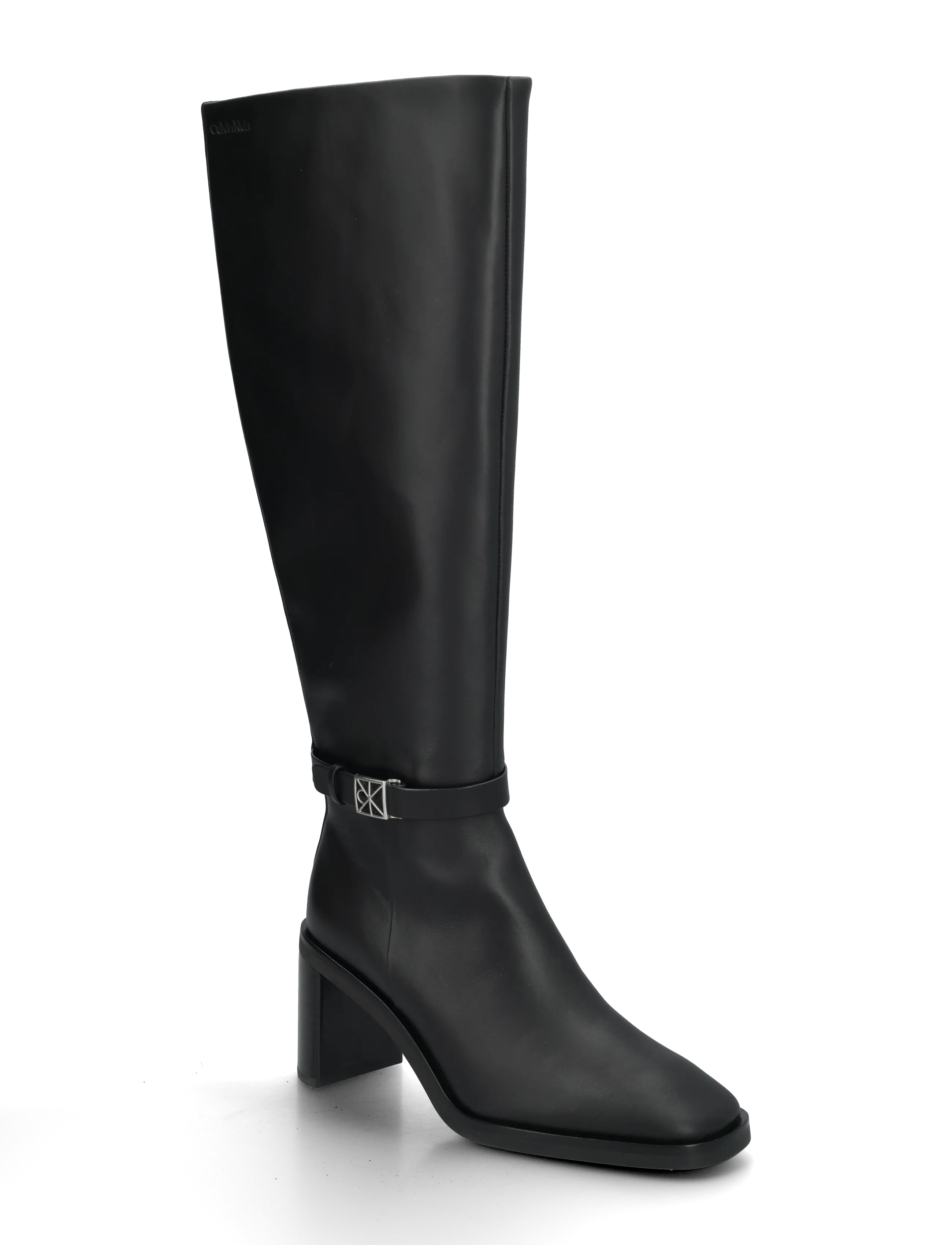 Calvin Klein BLOCK HEEL HIGH BOOT LTH HDW - Hohe Stiefel - TRIPLE BLACK / black