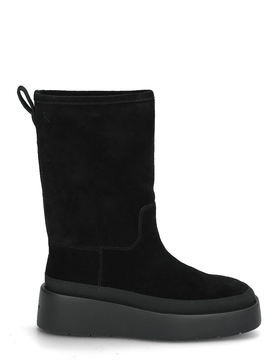 Calvin Klein - FLATFORM MID BOOT SUEDE WL - platta ankelboots - triple black - 2