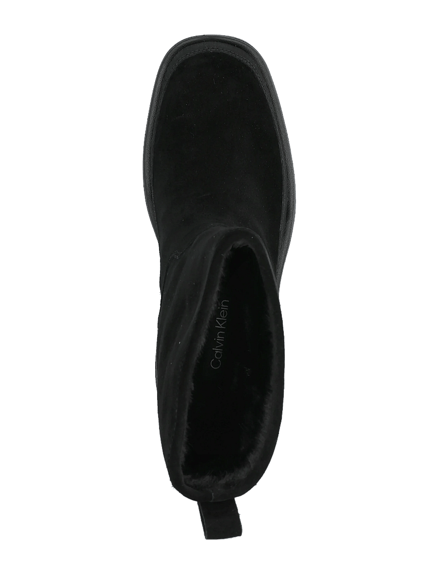 Calvin Klein - FLATFORM MID BOOT SUEDE WL - platta ankelboots - triple black - 3