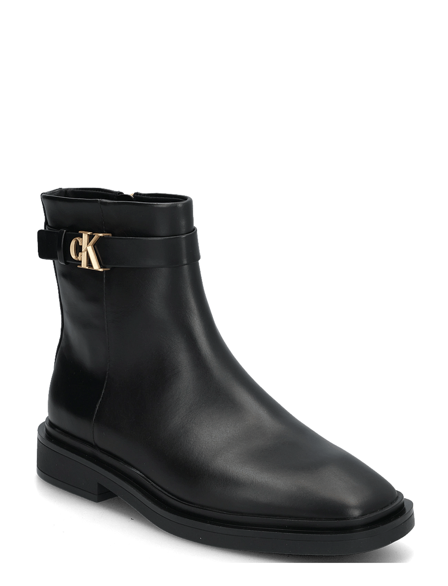 Calvin Klein - SQUARE ANKLE BOOT LTH MG HDW - kontsaga poolsaapad - triple black - 0