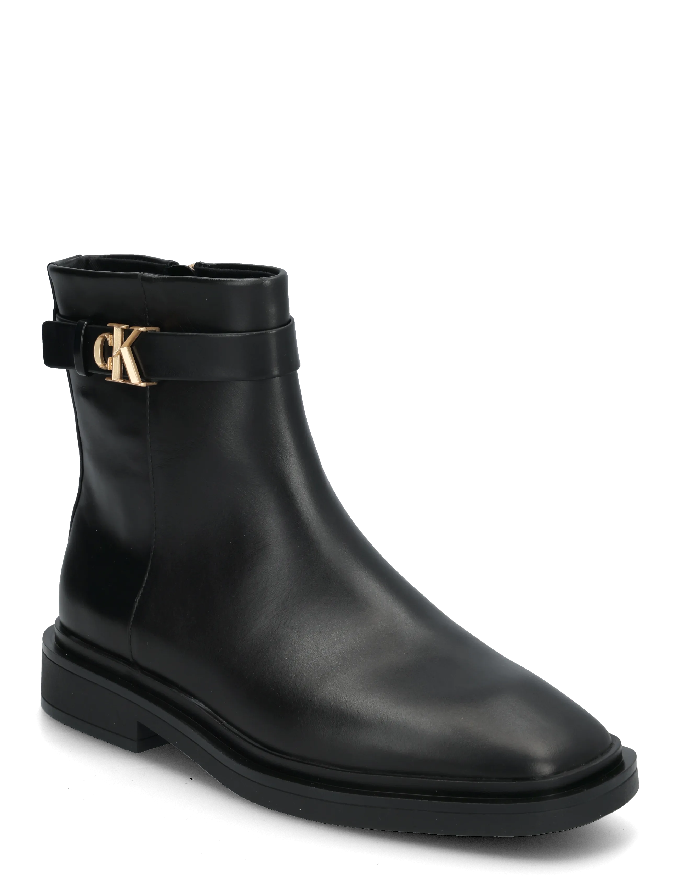 Calvin Klein SQUARE ANKLE BOOT LTH MG HDW - Schuhe - TRIPLE BLACK / black