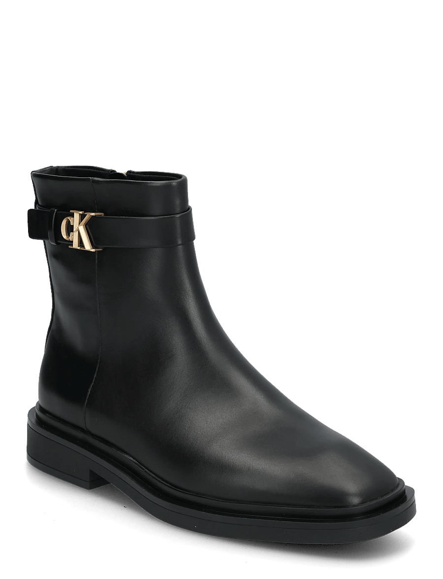 Calvin Klein - SQUARE ANKLE BOOT LTH MG HDW - støvletter - triple black - 0