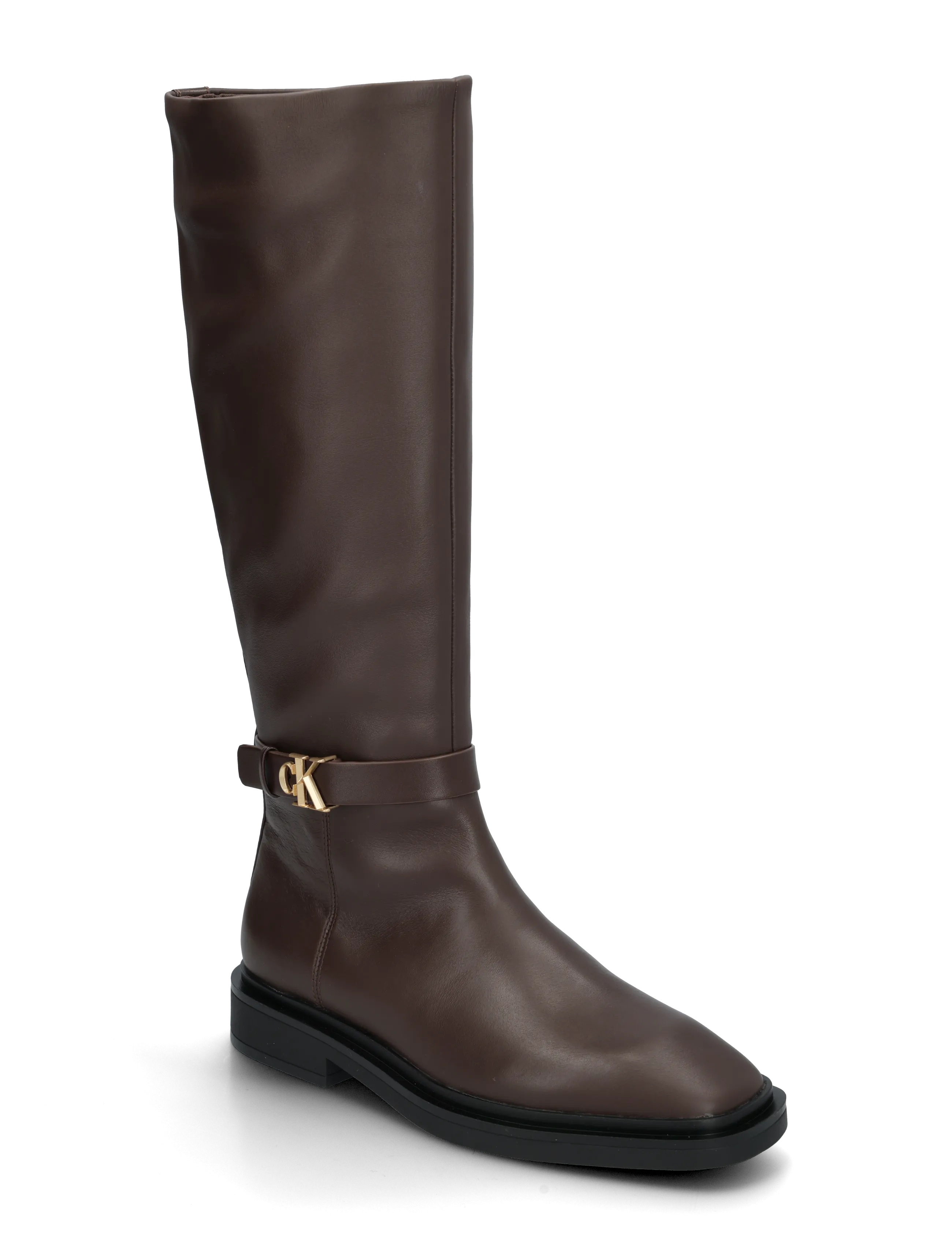 Calvin Klein SQUARE HIGH BOOT LTH MG HDW - Colours of the season - ROCKY BROWN / brown