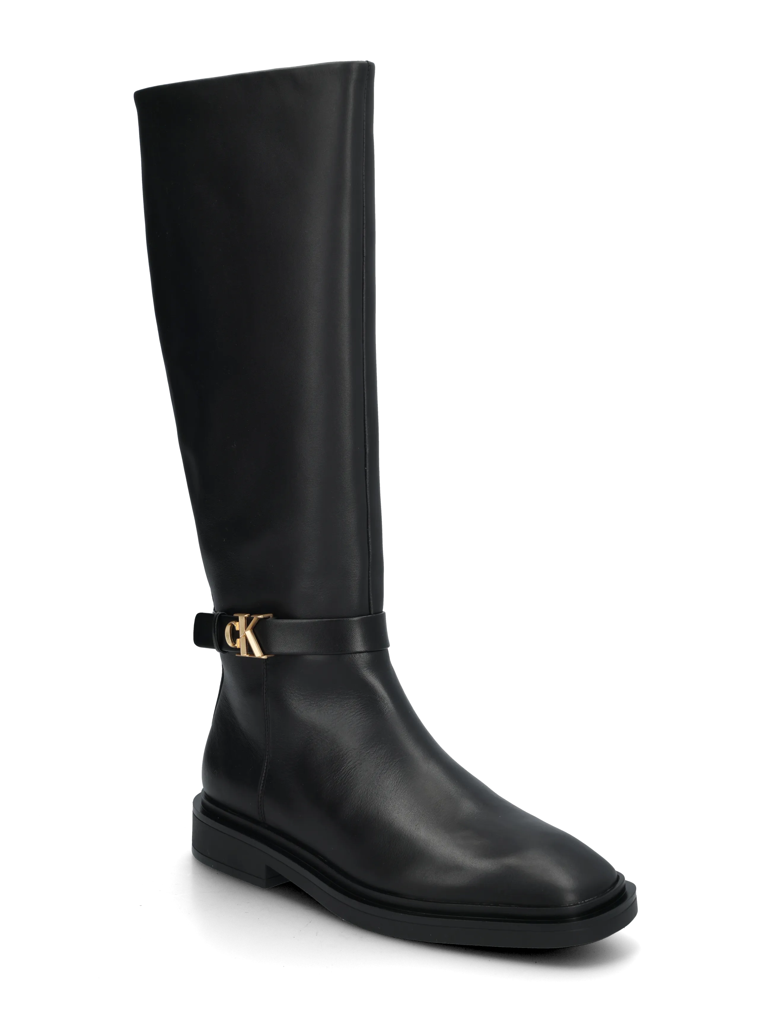 Calvin Klein SQUARE HIGH BOOT LTH MG HDW - Hohe Stiefel - TRIPLE BLACK / black