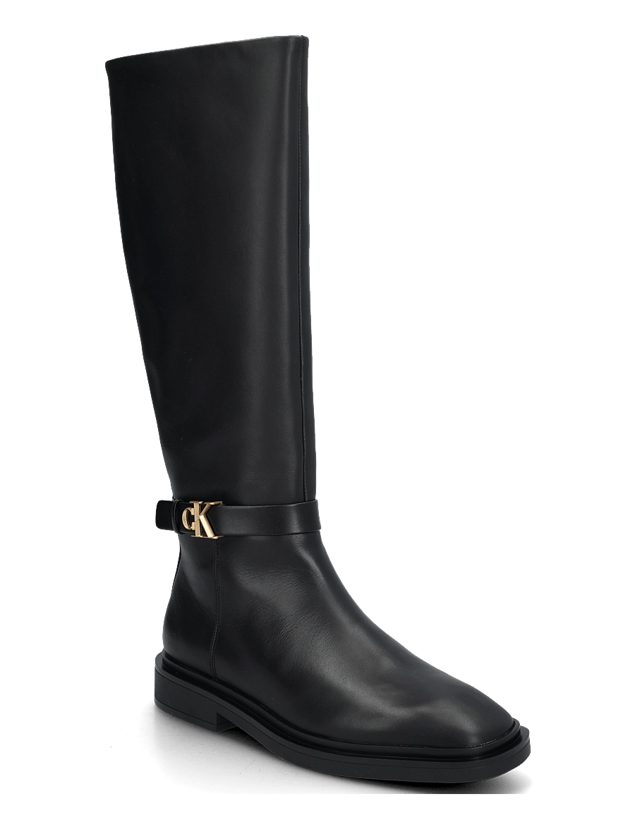 Calvin Klein - SQUARE HIGH BOOT LTH MG HDW - knähöga stövlar - triple black - 0