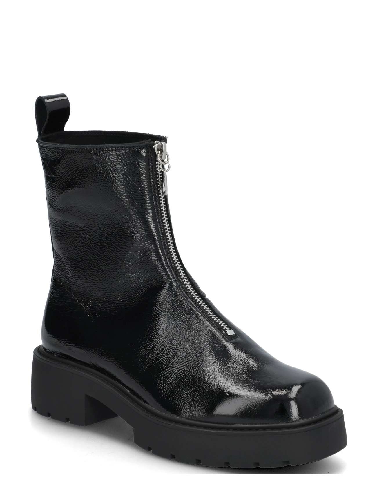 Calvin Klein CHUNKY ZIP BOOT SHINY LTH - Stiefeletten mit Absatz - TRIPLE BLACK / black