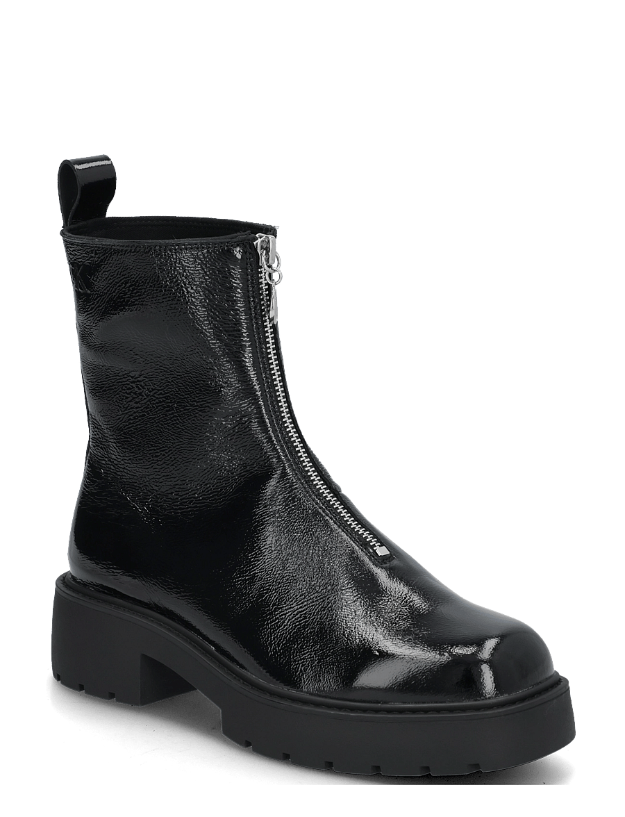 Calvin Klein - CHUNKY ZIP BOOT SHINY LTH - stiefeletten mit absatz - triple black - 0