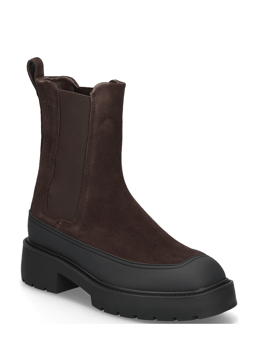 Calvin Klein - CHUNKY CHELSEA BOOT SUE EM - chelsea boots - rocky brown black - 0