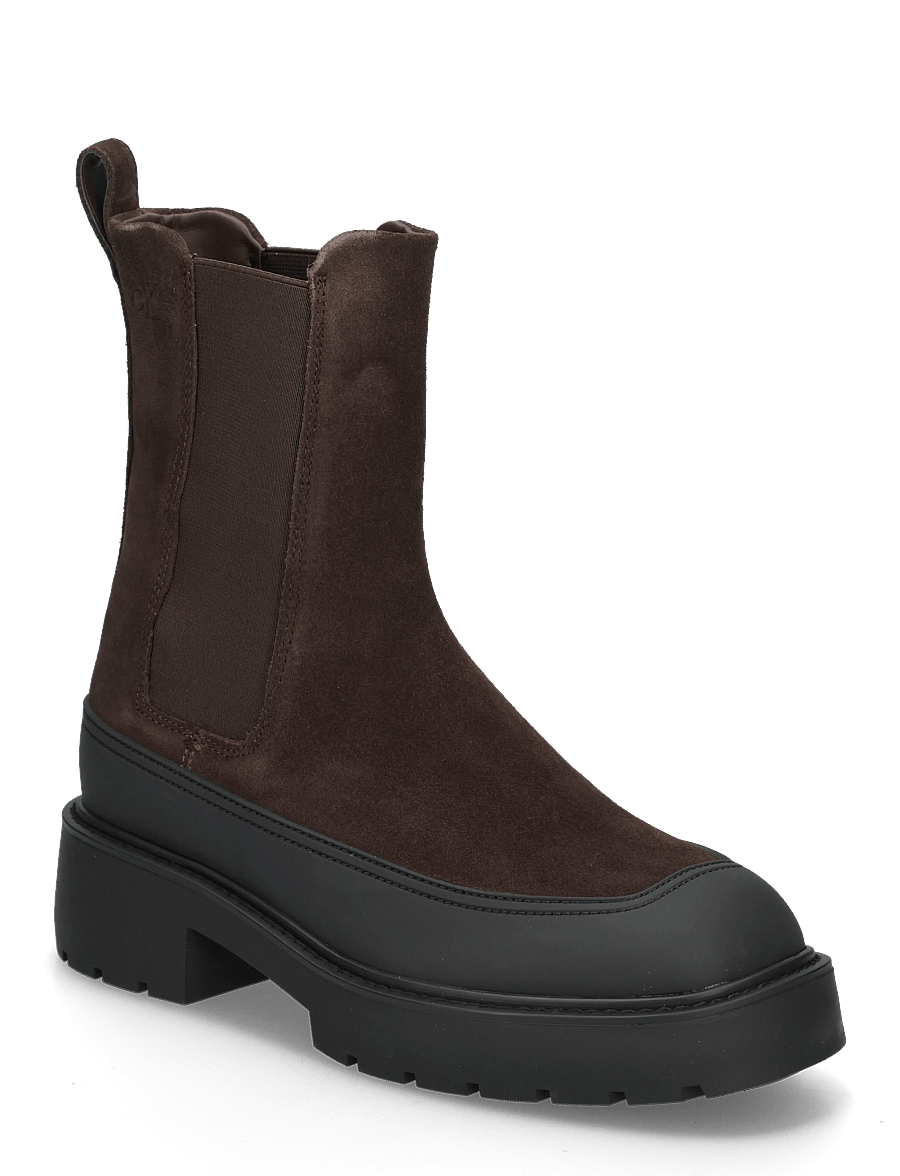 Calvin Klein - CHUNKY CHELSEA BOOT SUE EM - chelsea boots - rocky brown black - 0