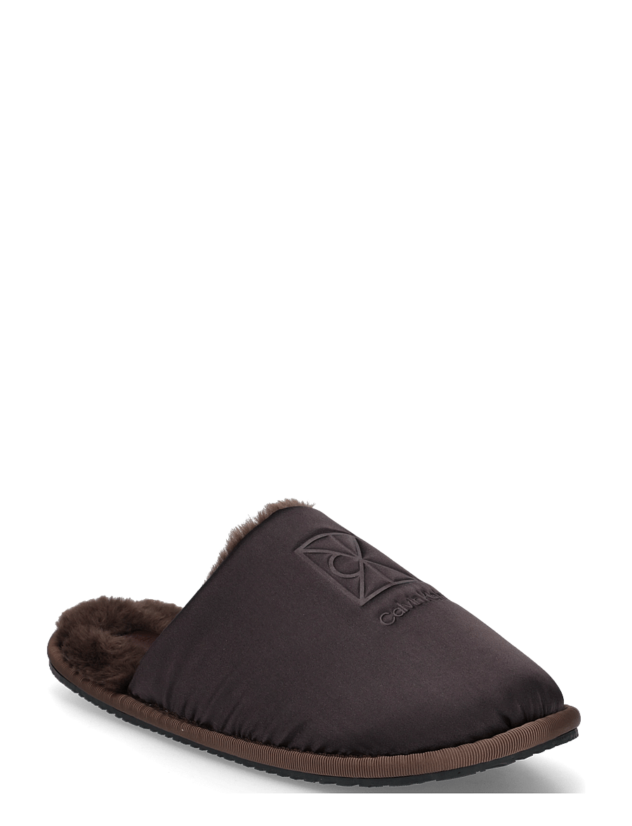 Calvin Klein - HOTEL SLIPPER SATIN WL EMBLEM - hjemmesko - fudge black - 0