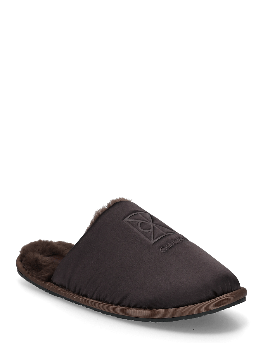 Calvin Klein - HOTEL SLIPPER SATIN WL EMBLEM - hverdags stil - fudge black - 0