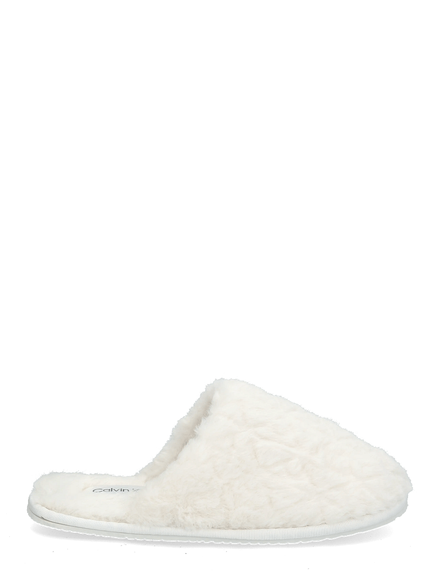 Calvin Klein - HOME SLIPPER FUR AOP - hverdags stil - off white - 2
