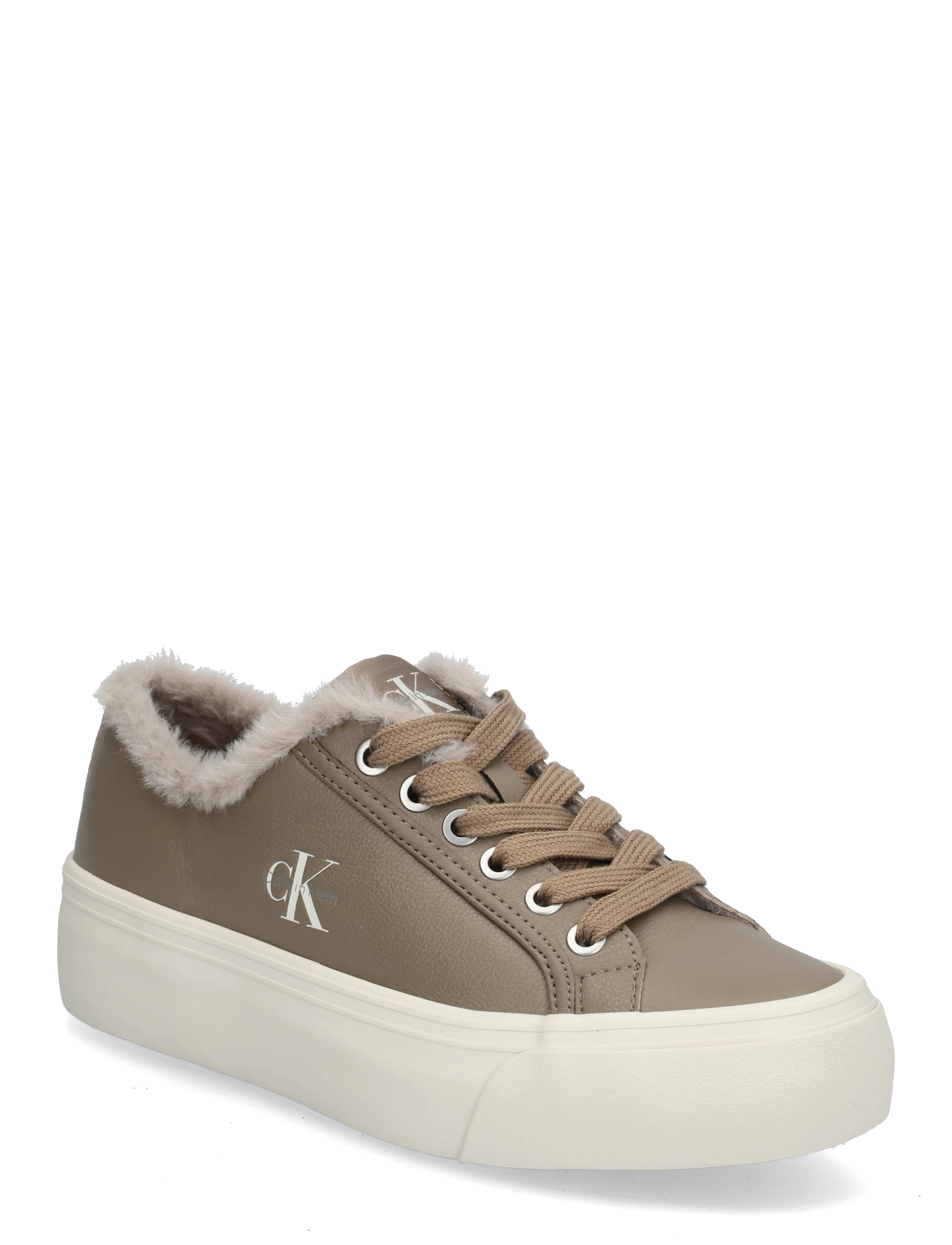 Calvin Klein VULC FLATF LACEUP LTH FUR - Sko - DESERT TAUPE DK ECRU / brown