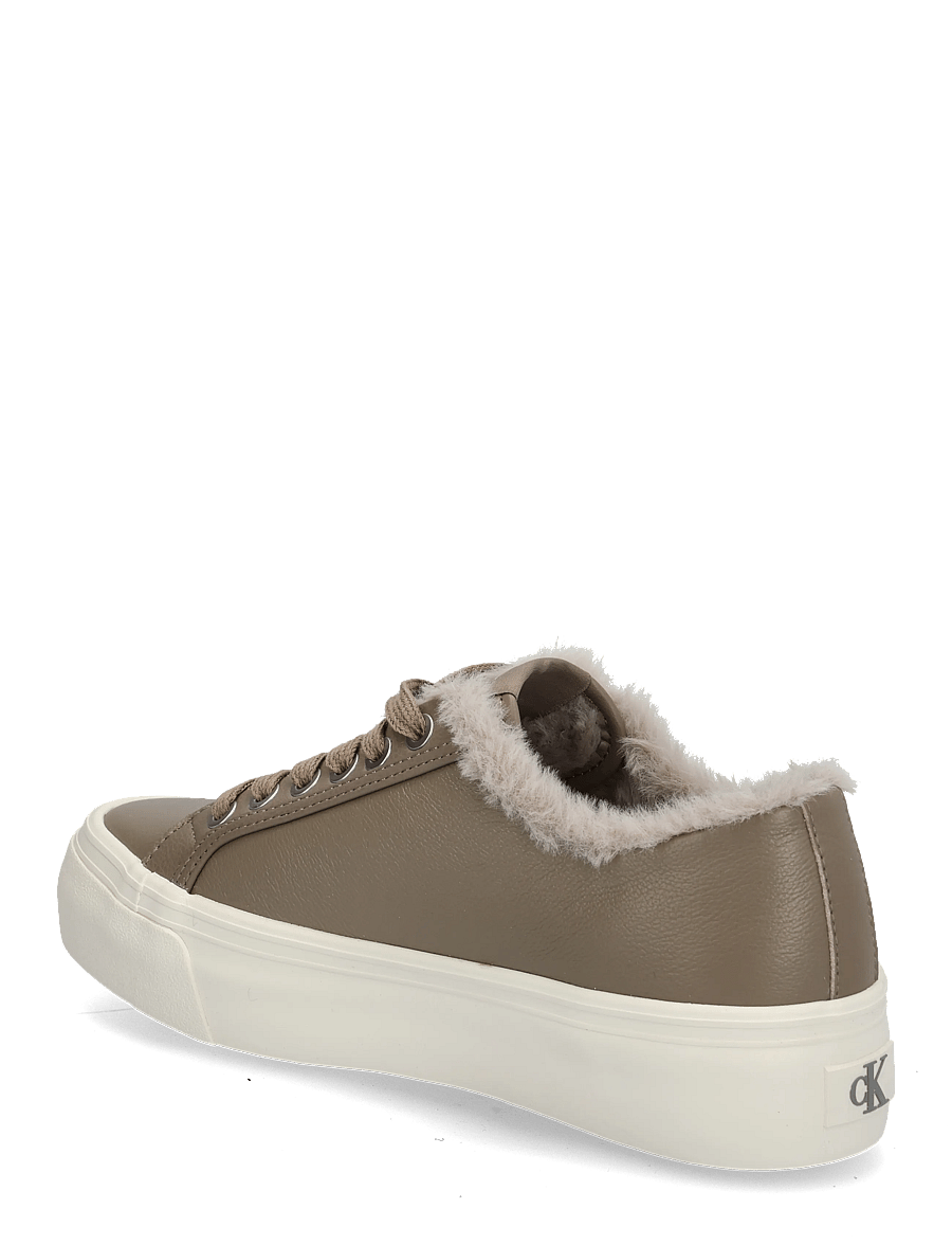 Calvin Klein - VULC FLATF LACEUP LTH FUR - forede sneakers - desert taupe dk ecru - 1