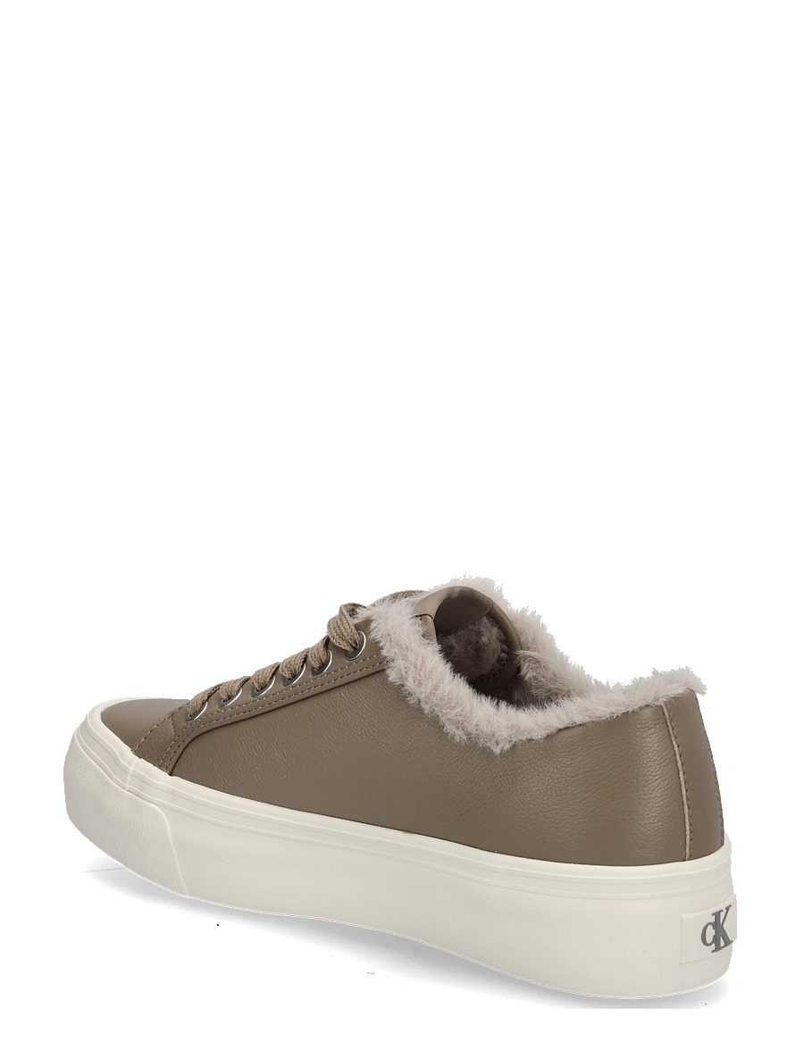 Calvin Klein - VULC FLATF LACEUP LTH FUR - platform sneakers - desert taupe dk ecru - 1