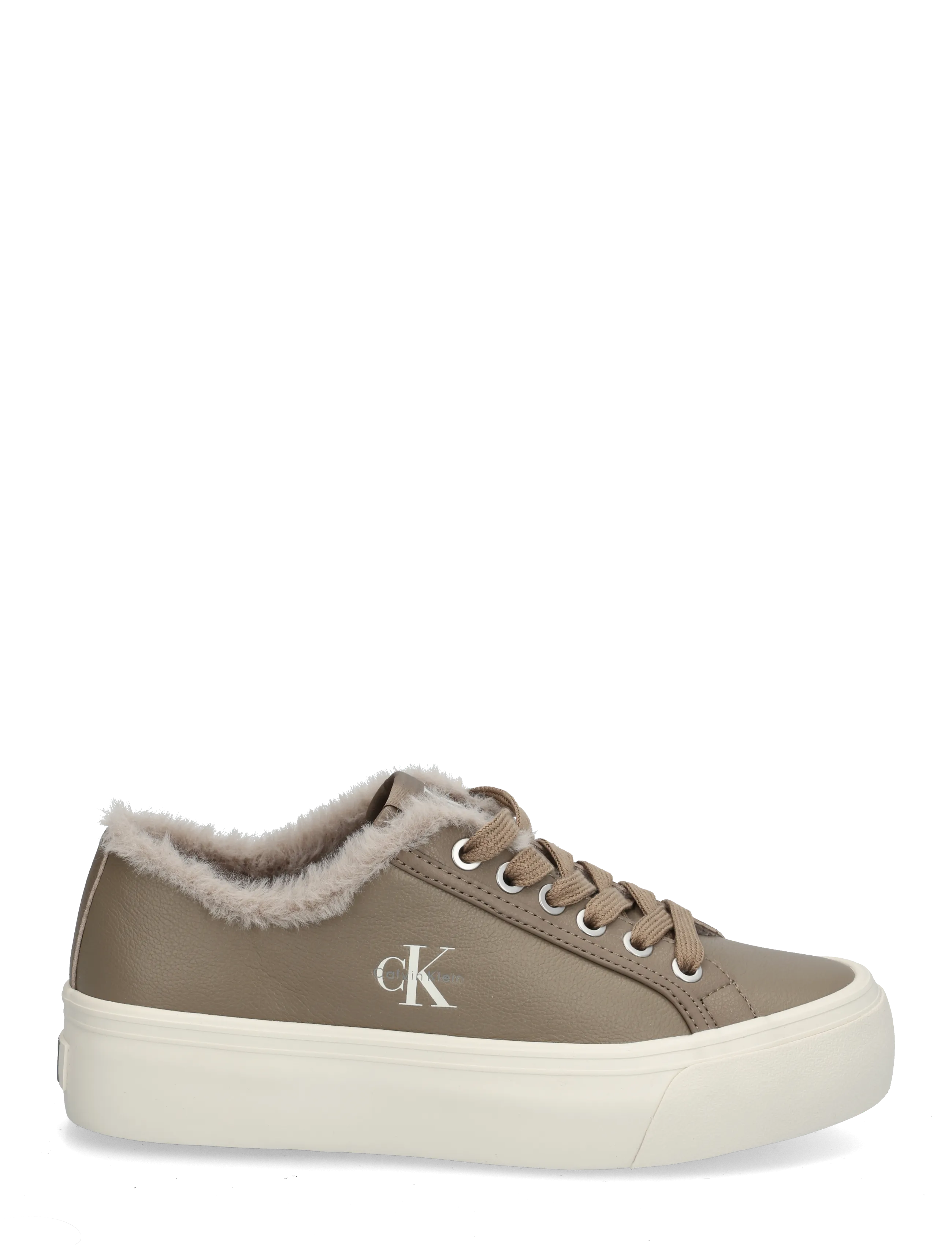 Calvin Klein - VULC FLATF LACEUP LTH FUR - voodriga tossud - desert taupe dk ecru - 2