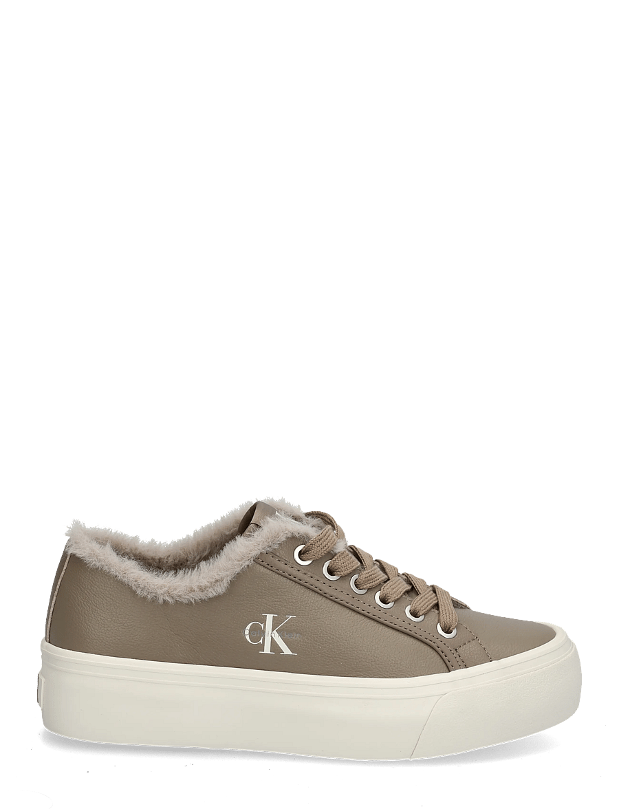 Calvin Klein - VULC FLATF LACEUP LTH FUR - forede sneakers - desert taupe dk ecru - 2