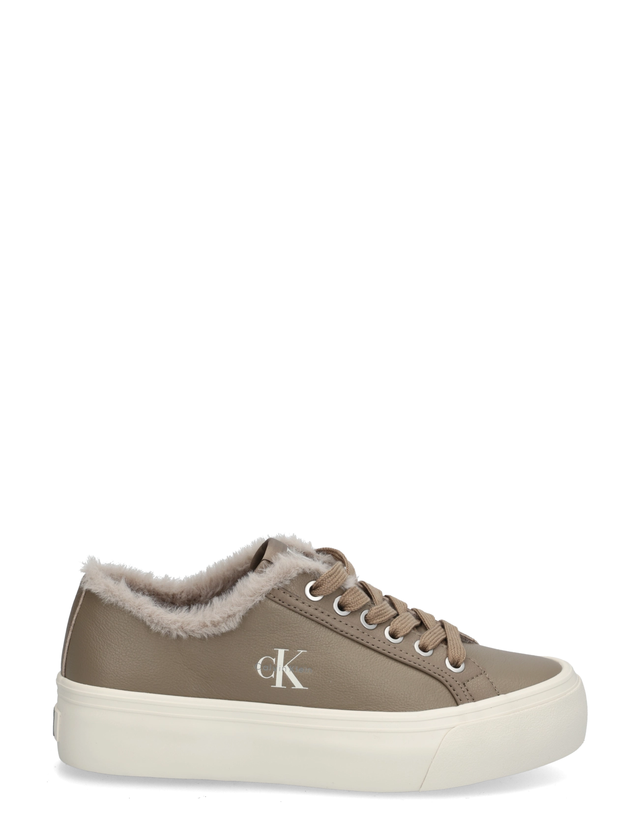 Calvin Klein - VULC FLATF LACEUP LTH FUR - platform sneakers - desert taupe dk ecru - 2