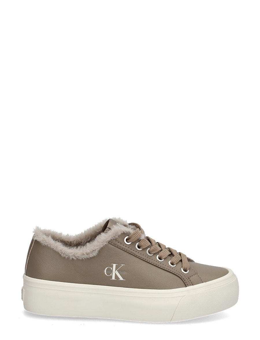 Calvin Klein - VULC FLATF LACEUP LTH FUR - platform sneakers - desert taupe dk ecru - 2