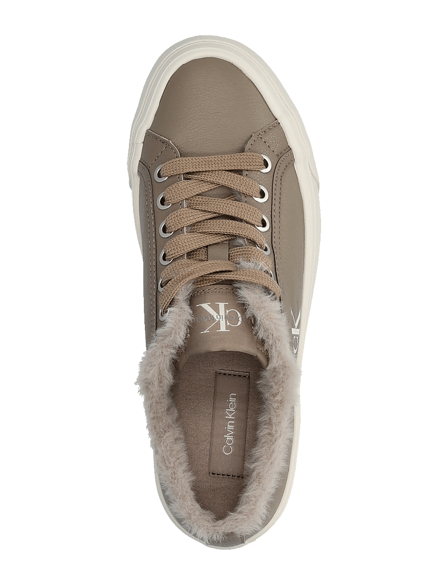 Calvin Klein - VULC FLATF LACEUP LTH FUR - forede sneakers - desert taupe dk ecru - 3
