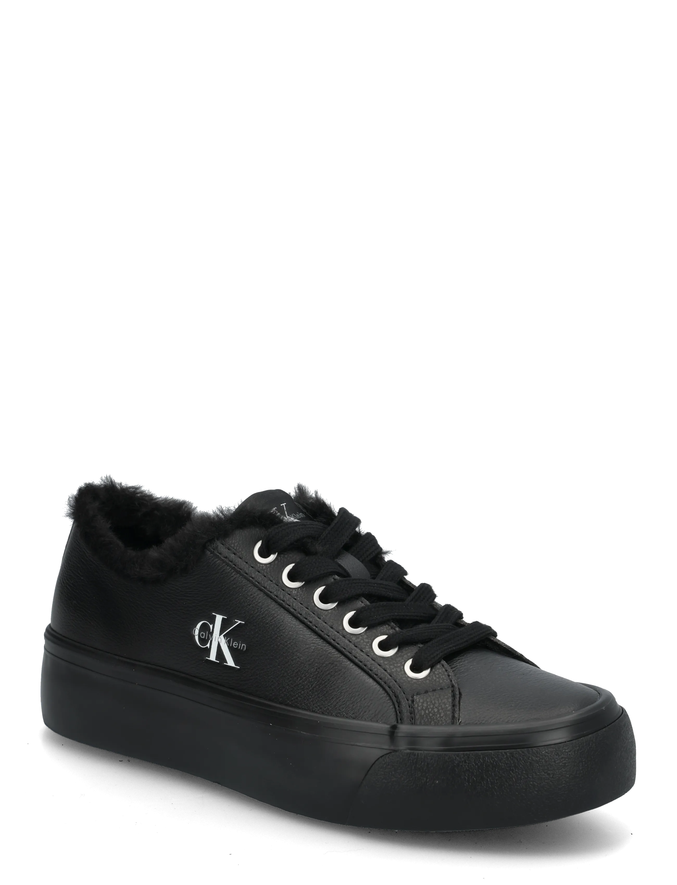 Calvin Klein VULC FLATF LACEUP LTH FUR - Schuhe - TRIPLE BLACK / black
