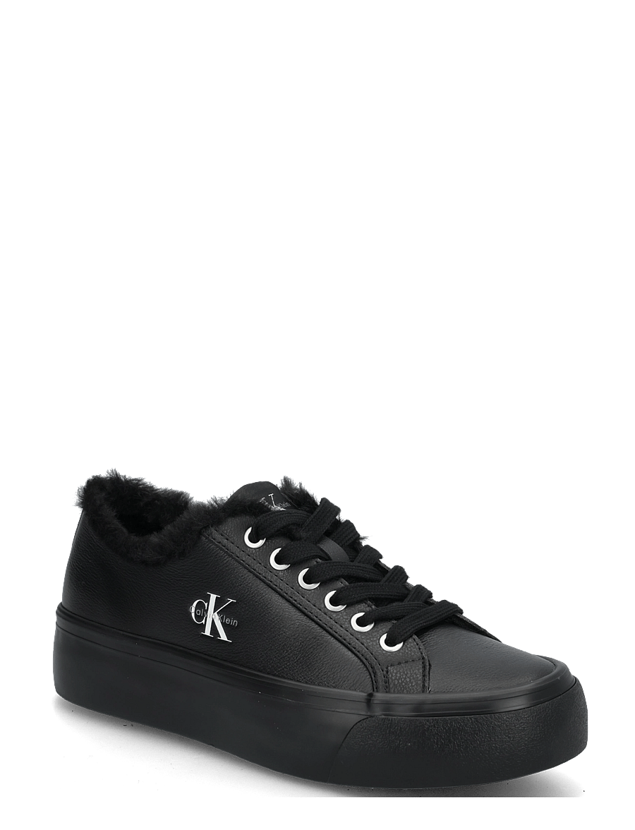 Calvin Klein - VULC FLATF LACEUP LTH FUR - platform sneakers - triple black - 0