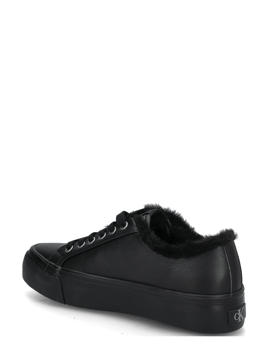 Calvin Klein - VULC FLATF LACEUP LTH FUR - platform sneakers - triple black - 1