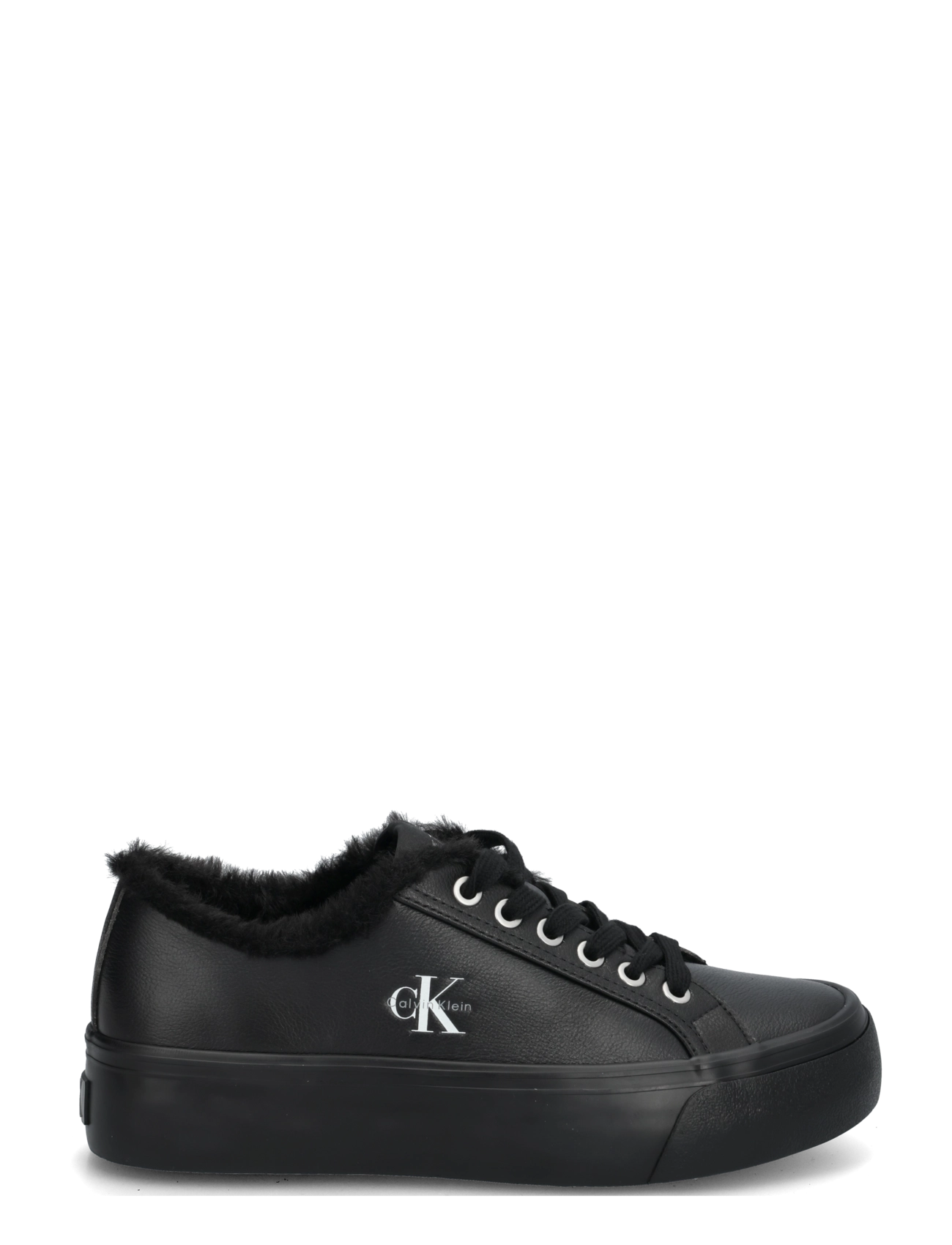 Calvin Klein - VULC FLATF LACEUP LTH FUR - platform sneakers - triple black - 2