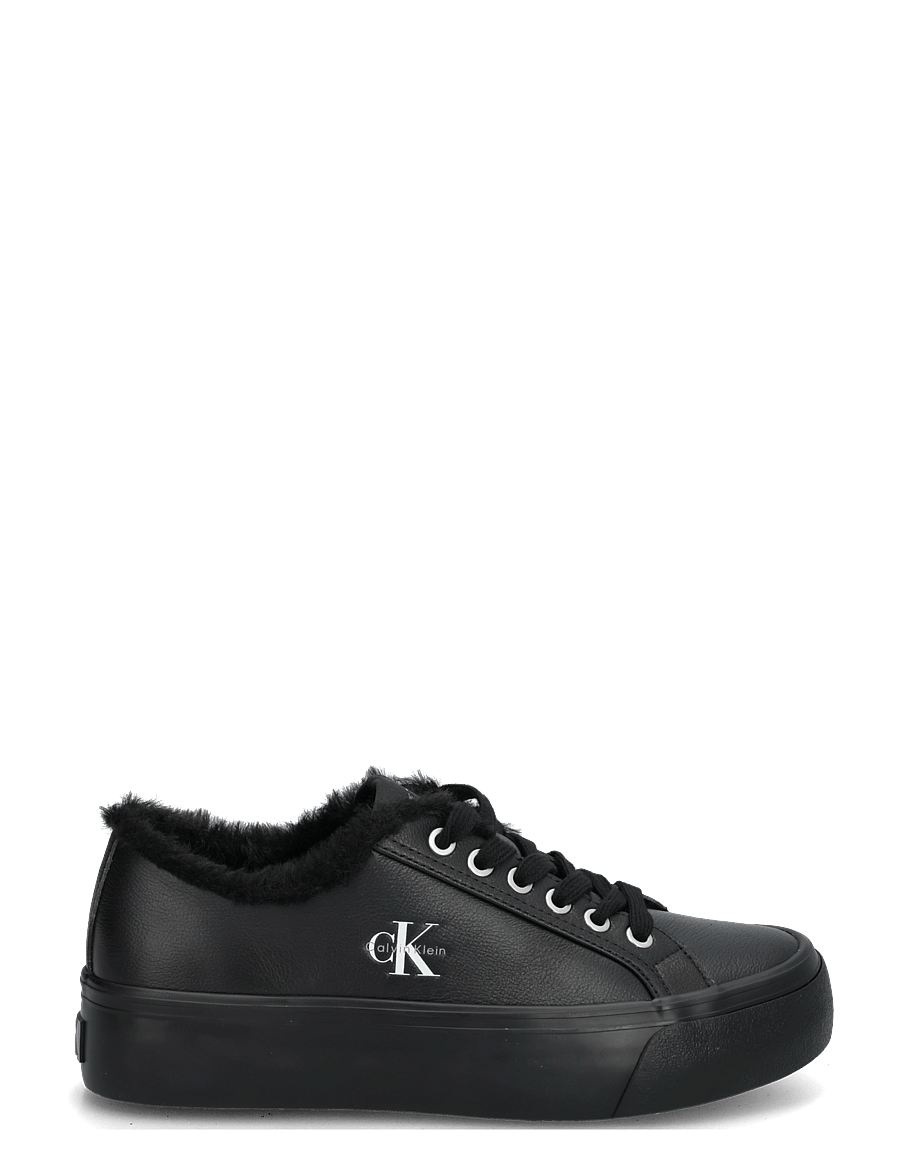 Calvin Klein - VULC FLATF LACEUP LTH FUR - platform sneakers - triple black - 2