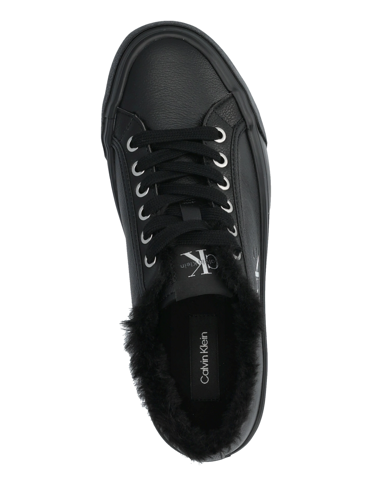 Calvin Klein - VULC FLATF LACEUP LTH FUR - platform sneakers - triple black - 3