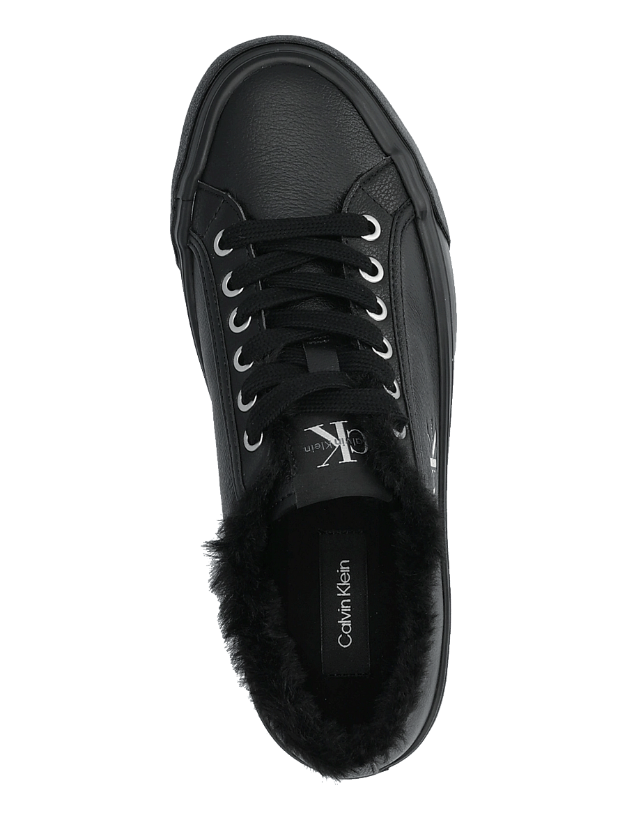 Calvin Klein - VULC FLATF LACEUP LTH FUR - platform sneakers - triple black - 3