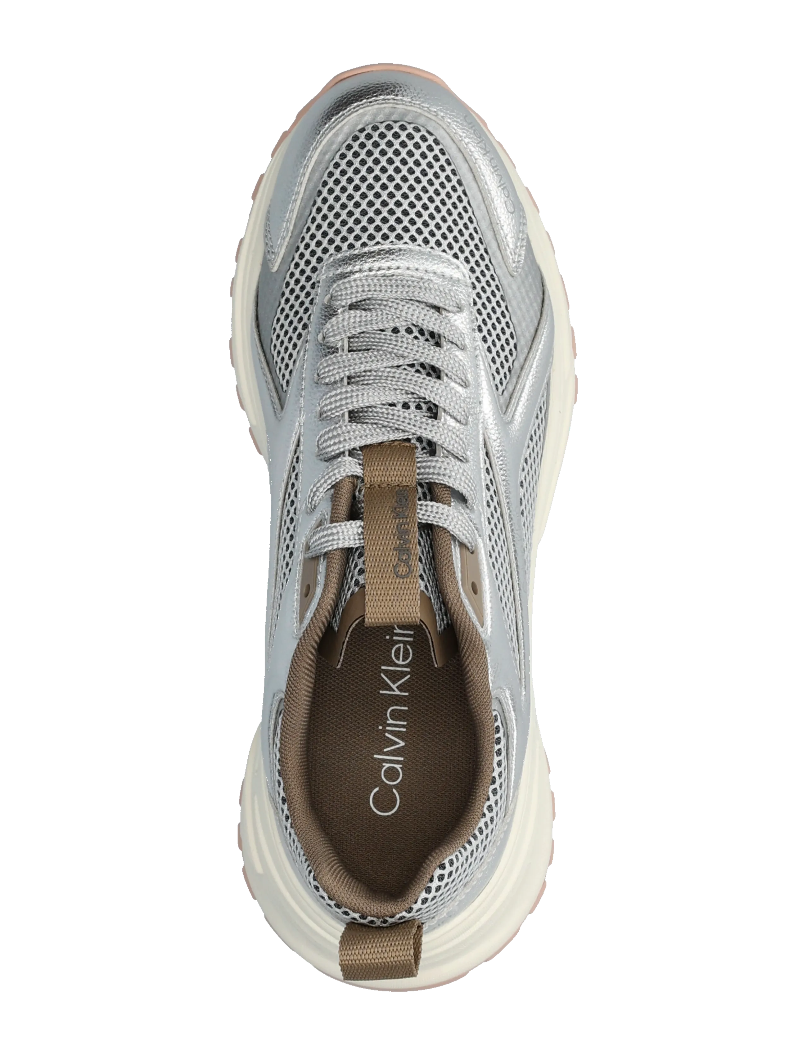 Calvin Klein - HIKE RUN CKSTR MESH-LTH MET - lave sneakers - silver spanish villa marshmallow - 3