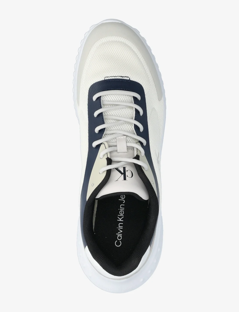 Calvin Klein - EVA RUNNER LOW MESH MIX - lave sneakers - bright white/calvin navy/silver b - 3