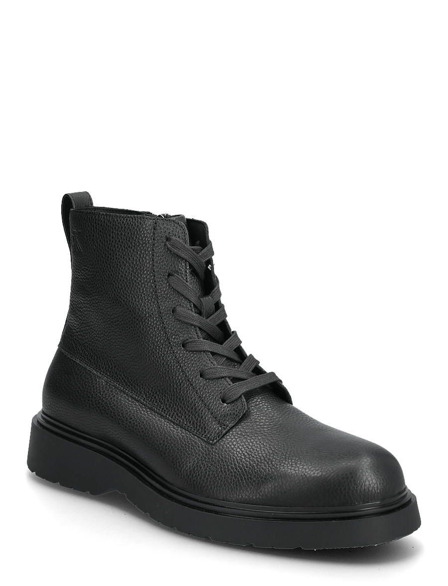 Calvin Klein - COMBAT ESS LACE UP ZIP BOOT LTH - winterstiefel - triple black - 0