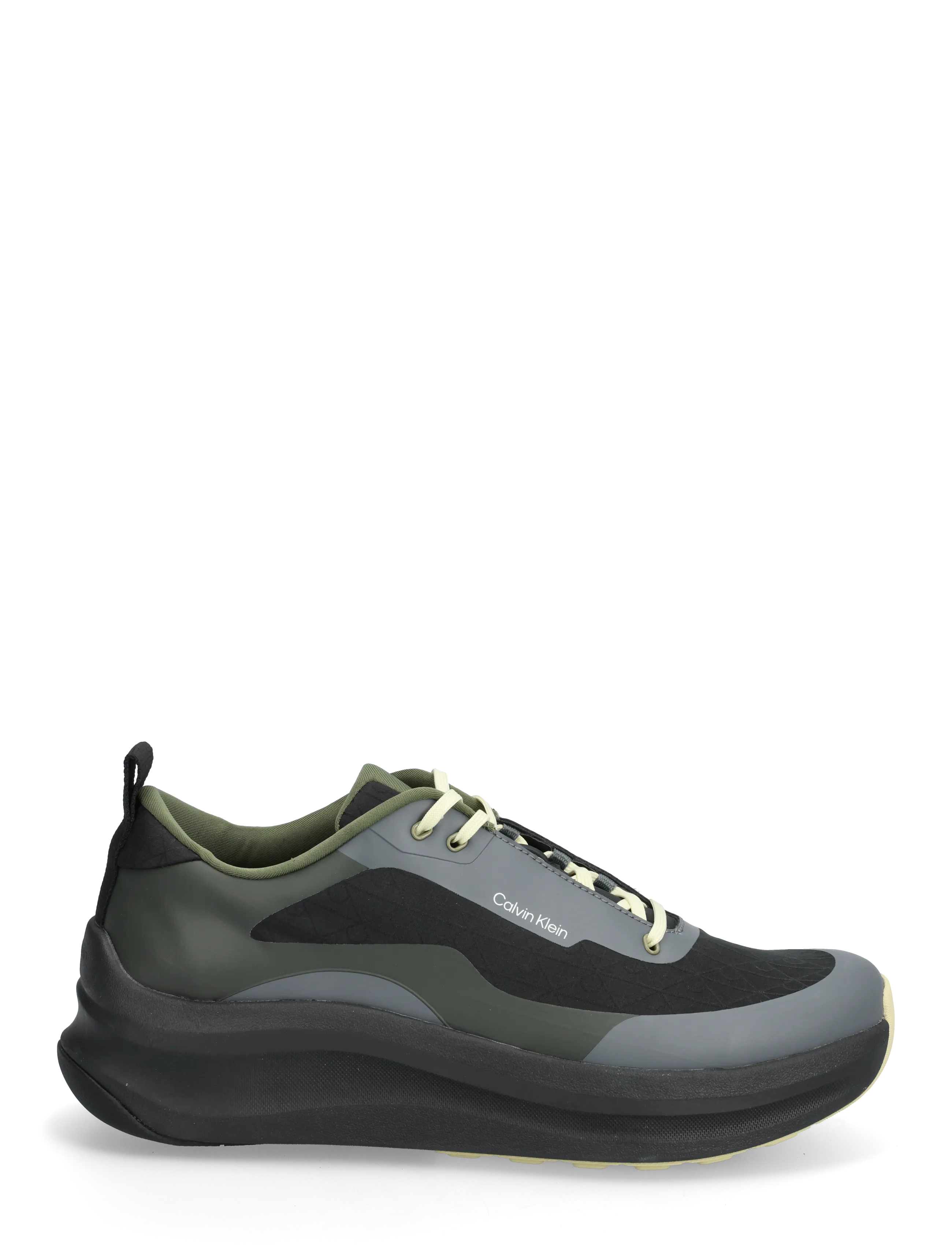 Calvin Klein - CHUNKY RUNNER LACE UP MIX AOP - madala säärega tossud - black medieval forest coal lime - 1