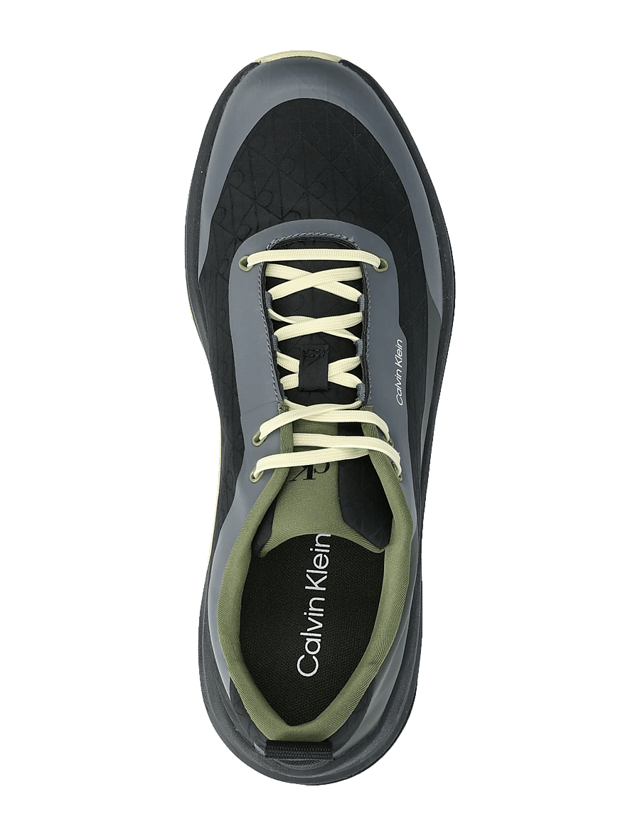 Calvin Klein - CHUNKY RUNNER LACE UP MIX AOP - low-top sneaker - black medieval forest coal lime - 3