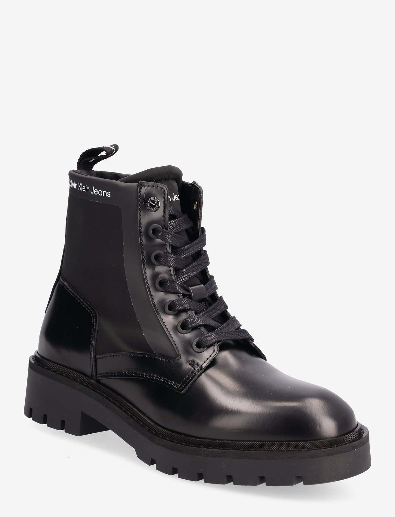 Calvin Klein Military Boot Mix Material - Flat ankle boots Calvin Klein Military Boot Mix Material - Flat ankle boots