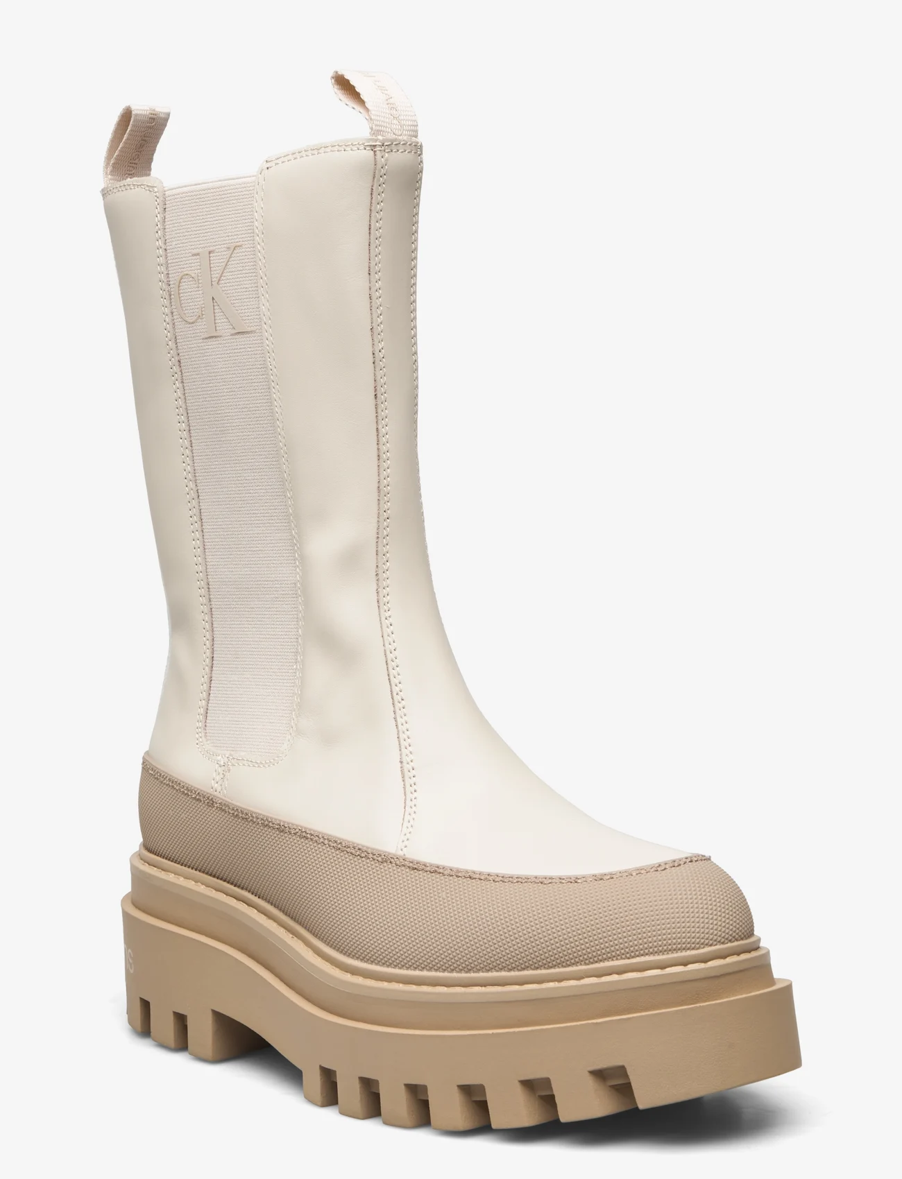 Calvin Klein - FLATFORM CHELSEA BOOT LTH WN - chelsea boots - eggshell/travertine - 0