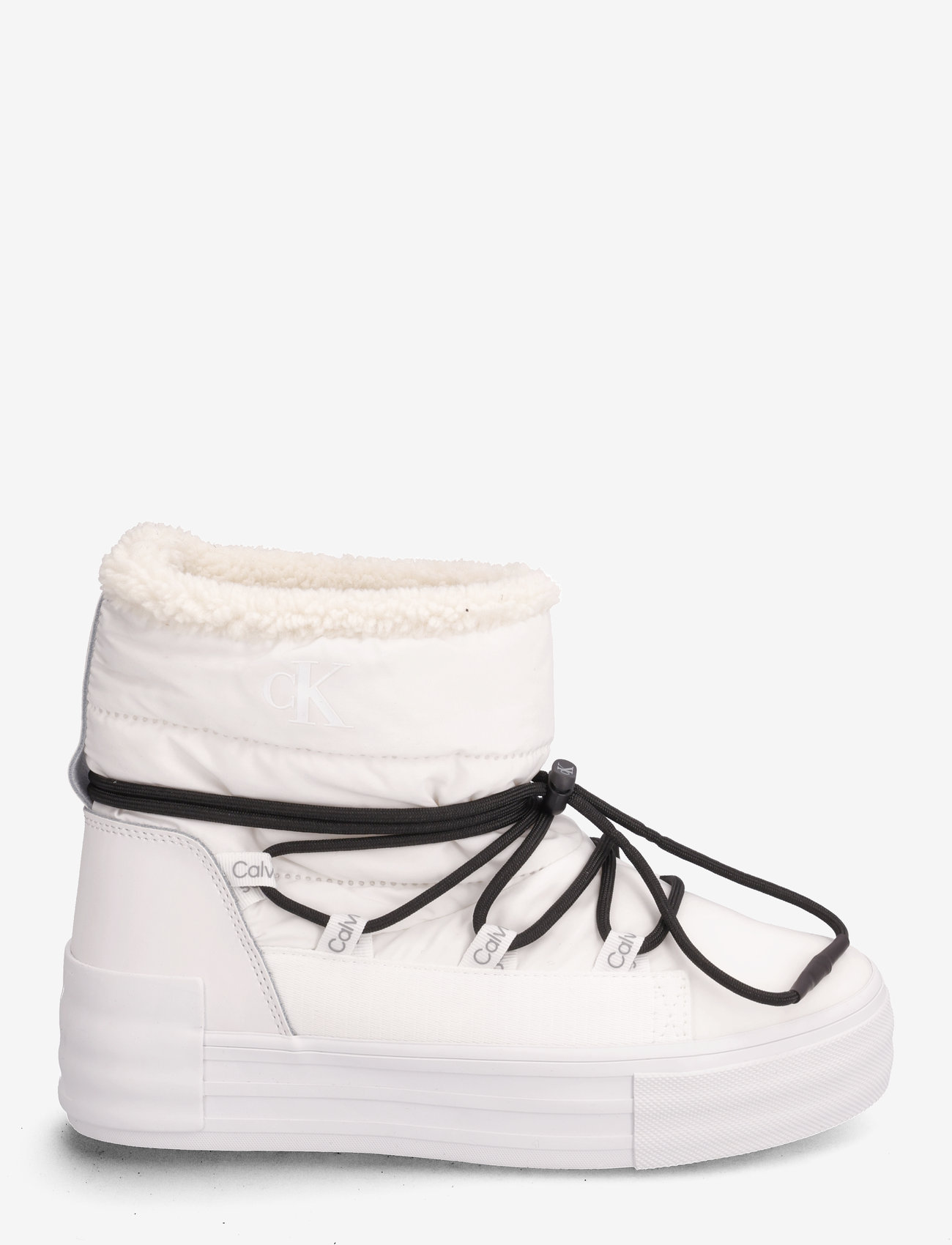 Calvin Klein - BOLD VULC FLATF SNOW BOOT WN - nauhalliset nilkkurit - bright white/black - 1