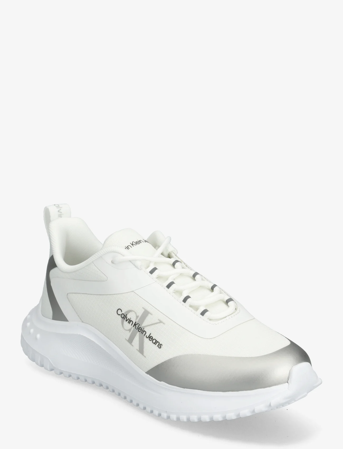 Calvin Klein - EVA RUNNER LOW LACE MIX ML WN - lave sneakers - bright white/silver - 0