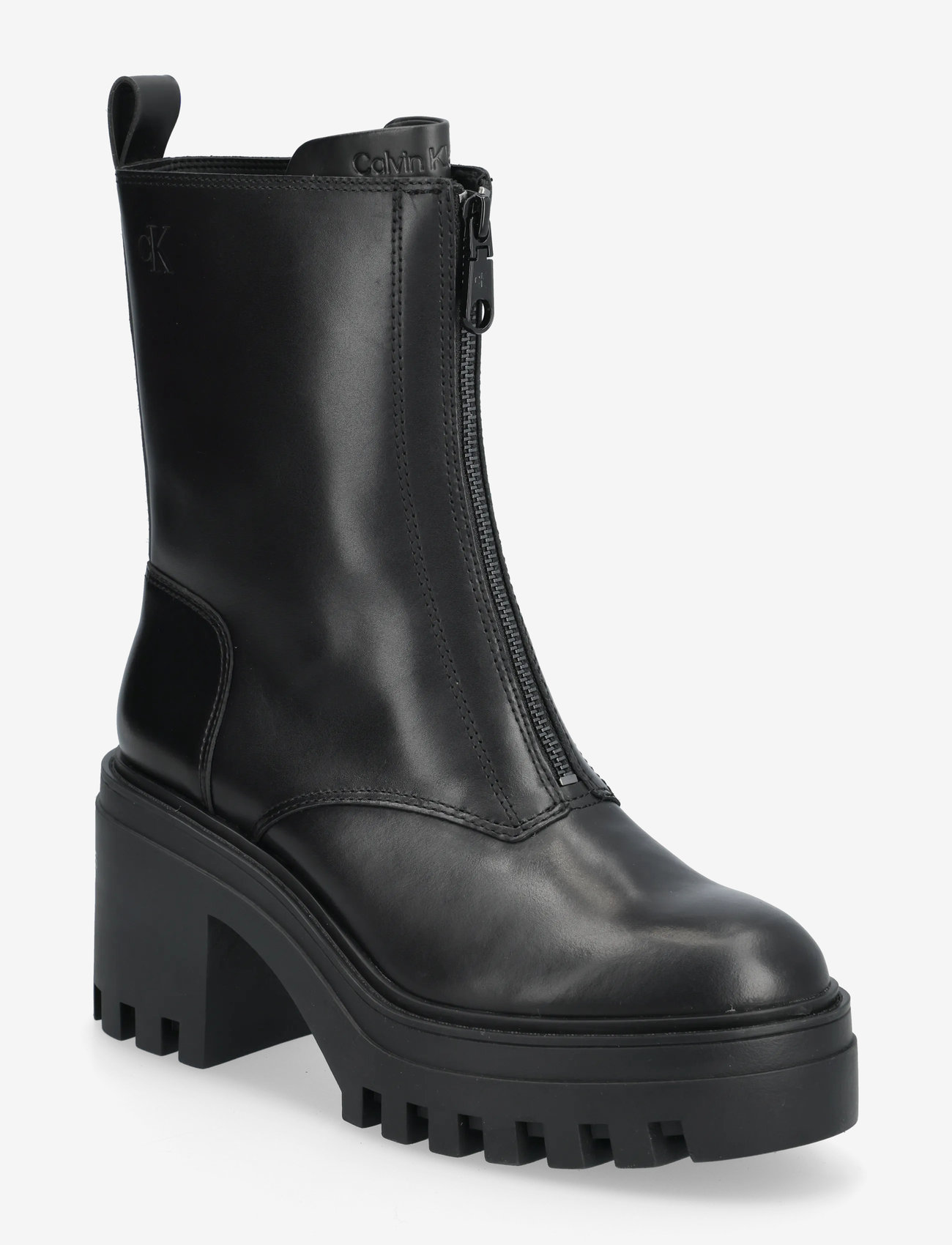 Calvin Klein - CHUNKY HEELED ZIP BOOT LTH - stövletter - triple black - 0