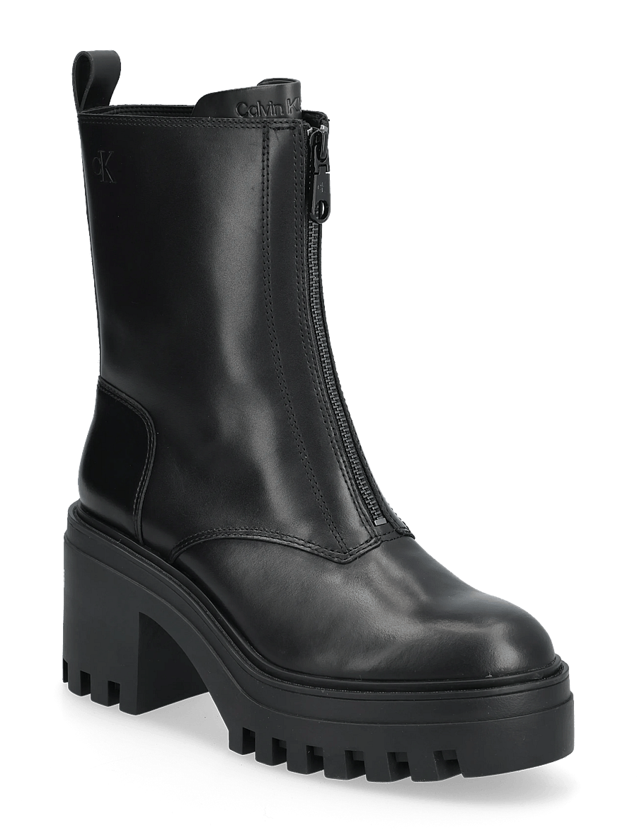 Calvin Klein - CHUNKY HEELED ZIP BOOT LTH - stövletter - triple black - 0