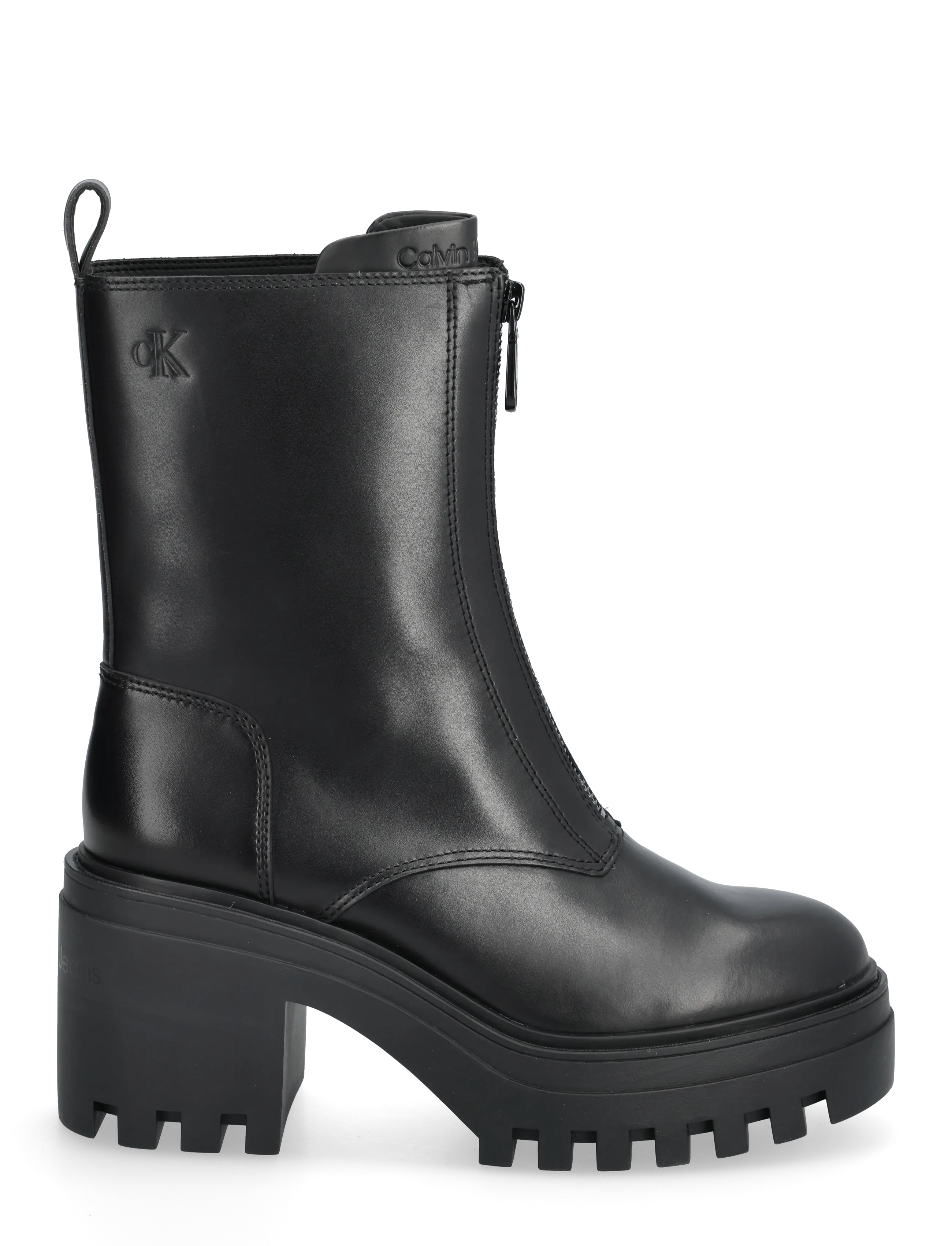 Calvin Klein - CHUNKY HEELED ZIP BOOT LTH - stiefeletten mit absatz - triple black - 1