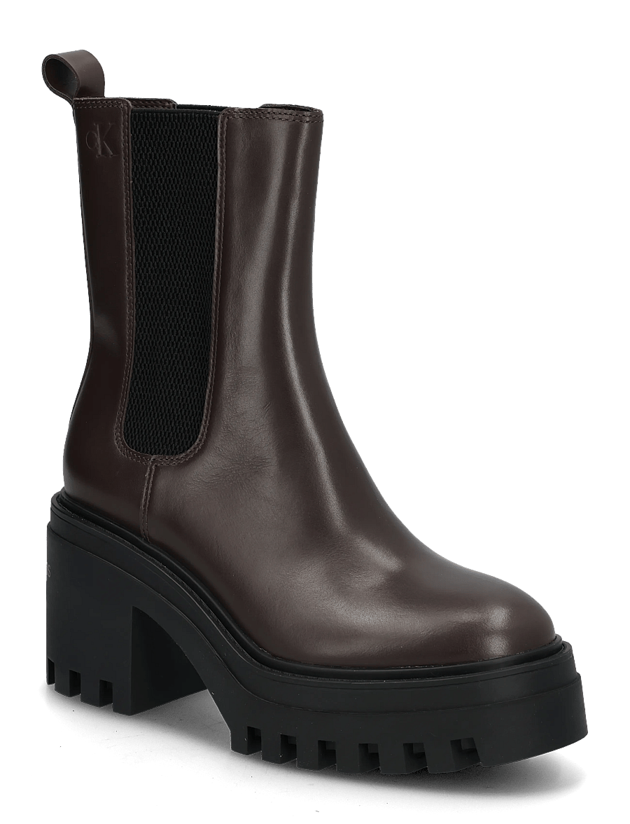 Calvin Klein - CHUNKY HEELED CHELSEA LTH - støvletter - rocky brown - 0
