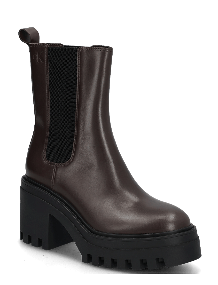 Calvin Klein - CHUNKY HEELED CHELSEA LTH - støvletter - rocky brown - 0