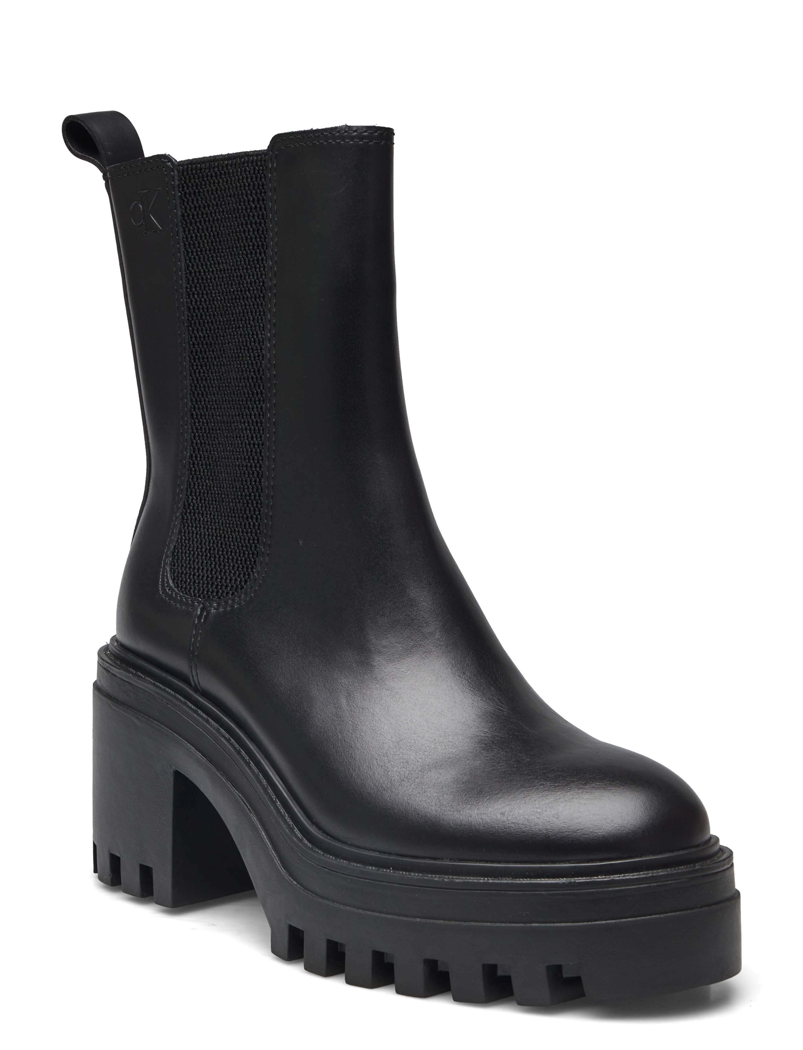 Calvin Klein CHUNKY HEELED CHELSEA LTH - Transitional Layering - TRIPLE BLACK / black