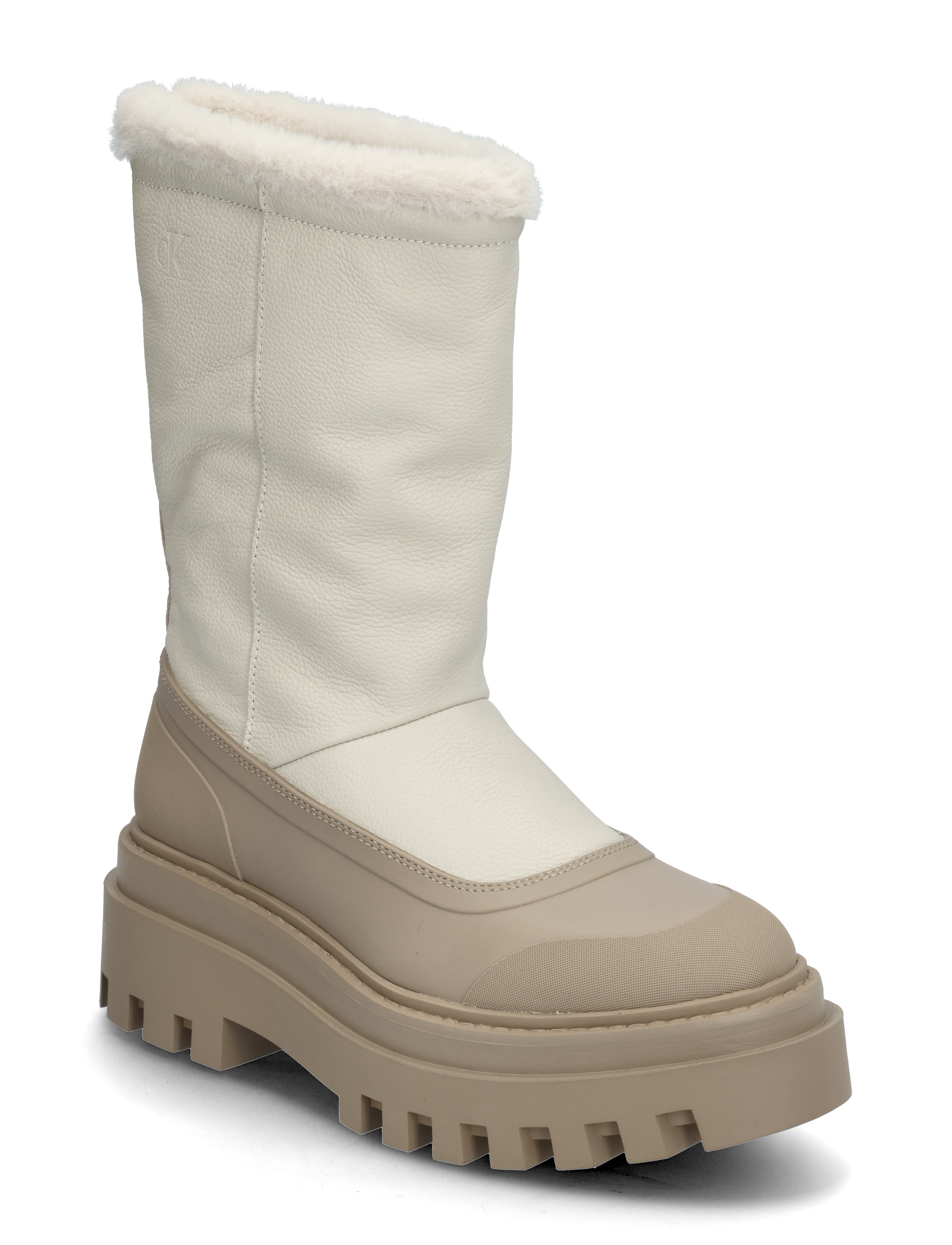 Calvin Klein FLATFORM CHELSEA BOOT PADDED - Sko - EGGSHELL/SAVANNAH TAN / beige