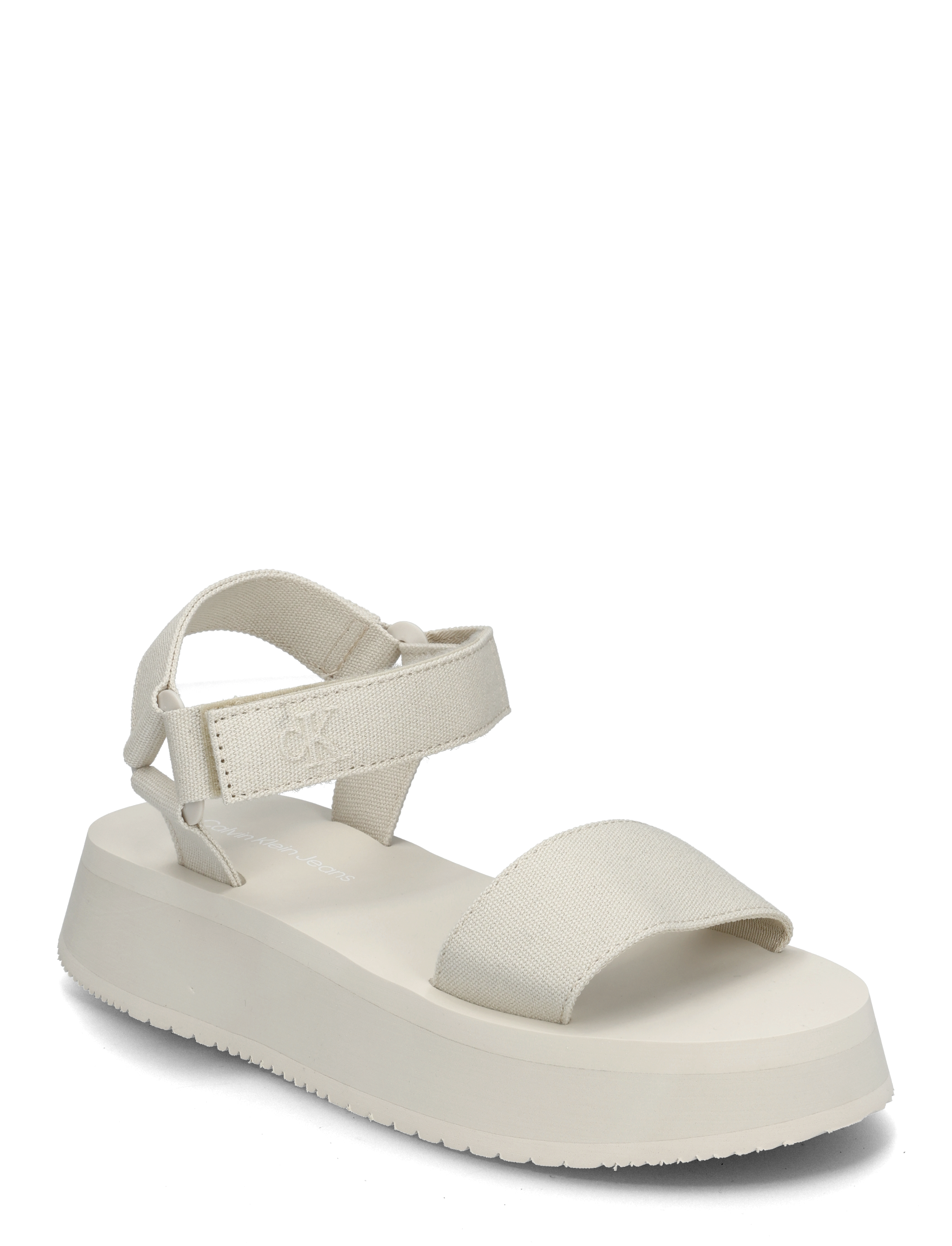Calvin Klein Sandal Velcro Webbing Mg, 41, Sandals, Weiß - Flat, Frauen